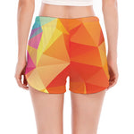 Abstract Polygonal Geometric Print Women's Split Running Shorts