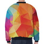 Abstract Polygonal Geometric Print Zip Sleeve Bomber Jacket