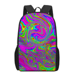 Abstract Psychedelic Liquid Trippy Print 17 Inch Backpack