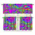 Abstract Psychedelic Liquid Trippy Print 3 Piece Kitchen Curtains