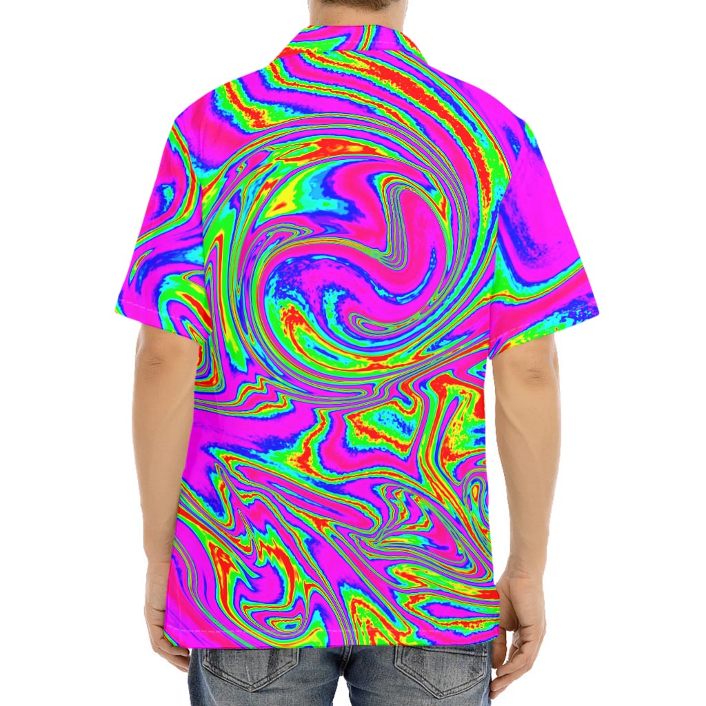 Abstract Psychedelic Liquid Trippy Print Aloha Shirt