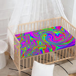 Abstract Psychedelic Liquid Trippy Print Baby Crib Sheet