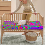 Abstract Psychedelic Liquid Trippy Print Baby Crib Sheet