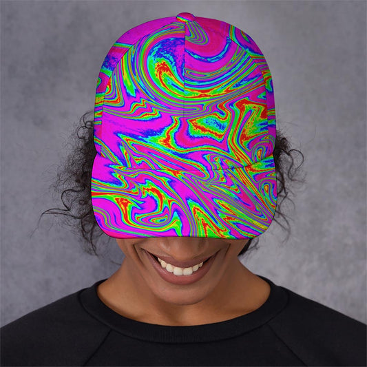 Abstract Psychedelic Liquid Trippy Print Baseball Cap