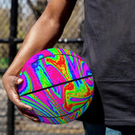 Abstract Psychedelic Liquid Trippy Print Basketball