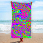 Abstract Psychedelic Liquid Trippy Print Beach Towel