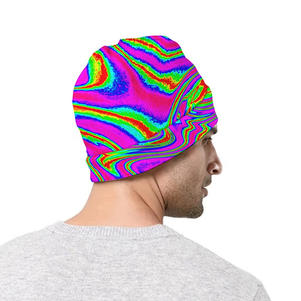 Abstract Psychedelic Liquid Trippy Print Beanie