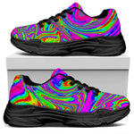 Abstract Psychedelic Liquid Trippy Print Black Chunky Shoes