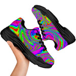 Abstract Psychedelic Liquid Trippy Print Black Chunky Shoes