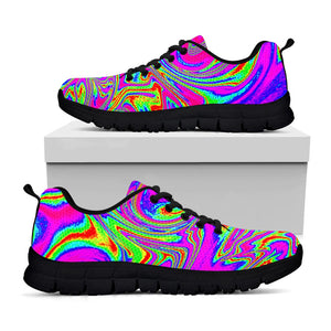 Abstract Psychedelic Liquid Trippy Print Black Running Shoes