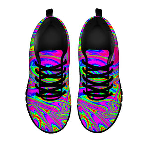 Abstract Psychedelic Liquid Trippy Print Black Running Shoes