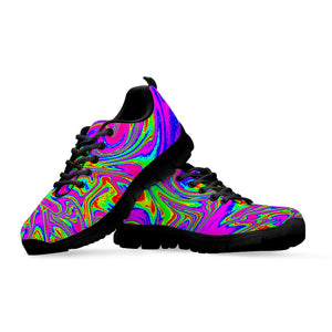 Abstract Psychedelic Liquid Trippy Print Black Running Shoes