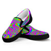 Abstract Psychedelic Liquid Trippy Print Black Slip On Sneakers