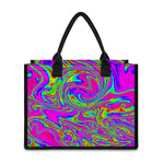 Abstract Psychedelic Liquid Trippy Print Canvas Tote Bag
