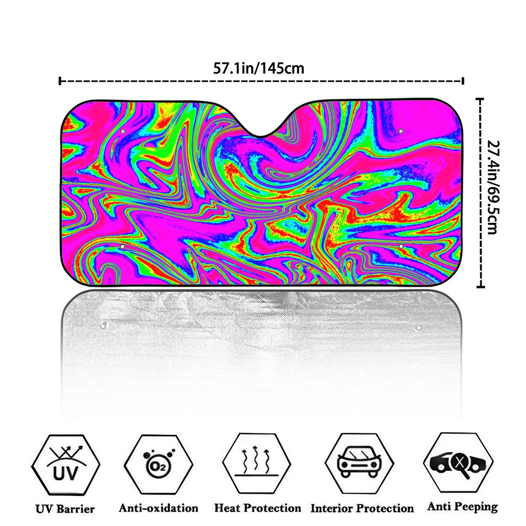 Abstract Psychedelic Liquid Trippy Print Car Windshield Sun Shade