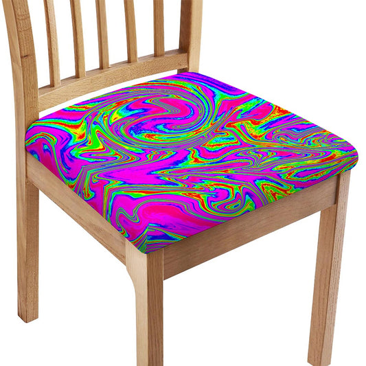 Abstract Psychedelic Liquid Trippy Print Chair Cushion Cover