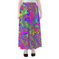 Abstract Psychedelic Liquid Trippy Print Chiffon Maxi Skirt