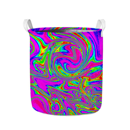 Abstract Psychedelic Liquid Trippy Print Collapsible Laundry Basket