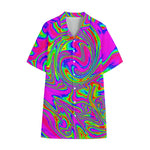 Abstract Psychedelic Liquid Trippy Print Cotton Hawaiian Shirt