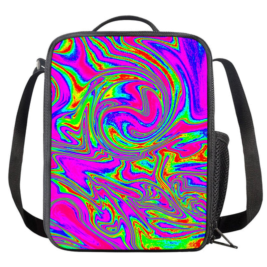 Abstract Psychedelic Liquid Trippy Print Crossbody Lunch Bag