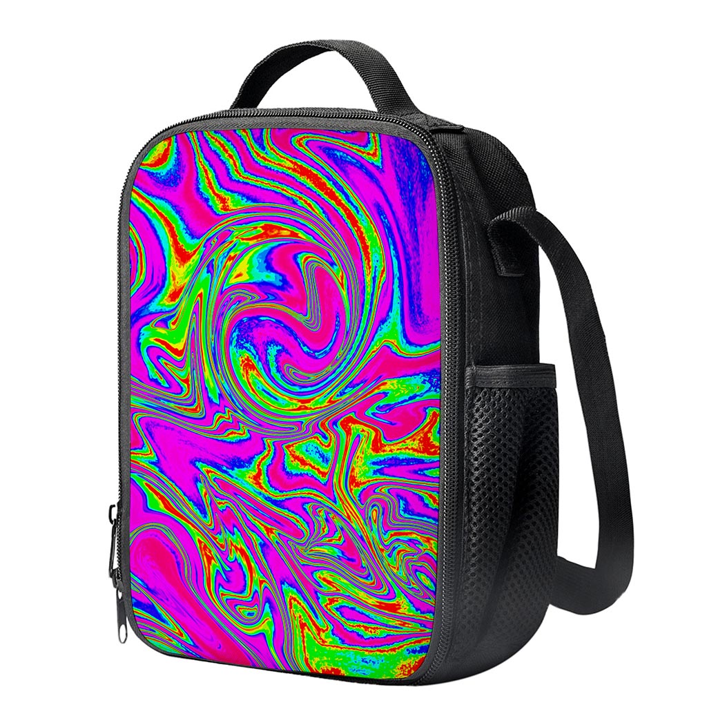 Abstract Psychedelic Liquid Trippy Print Crossbody Lunch Bag