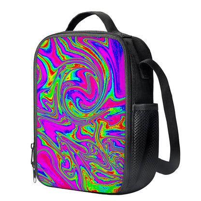 Abstract Psychedelic Liquid Trippy Print Crossbody Lunch Bag
