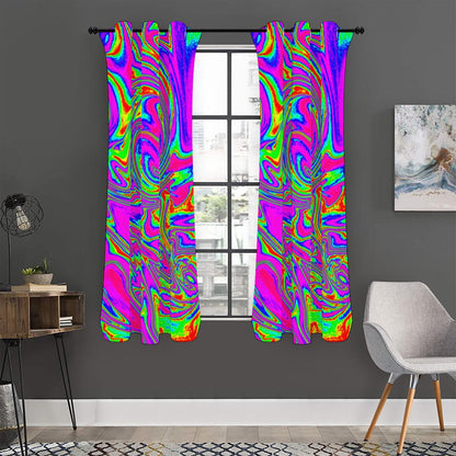 Abstract Psychedelic Liquid Trippy Print Curtain