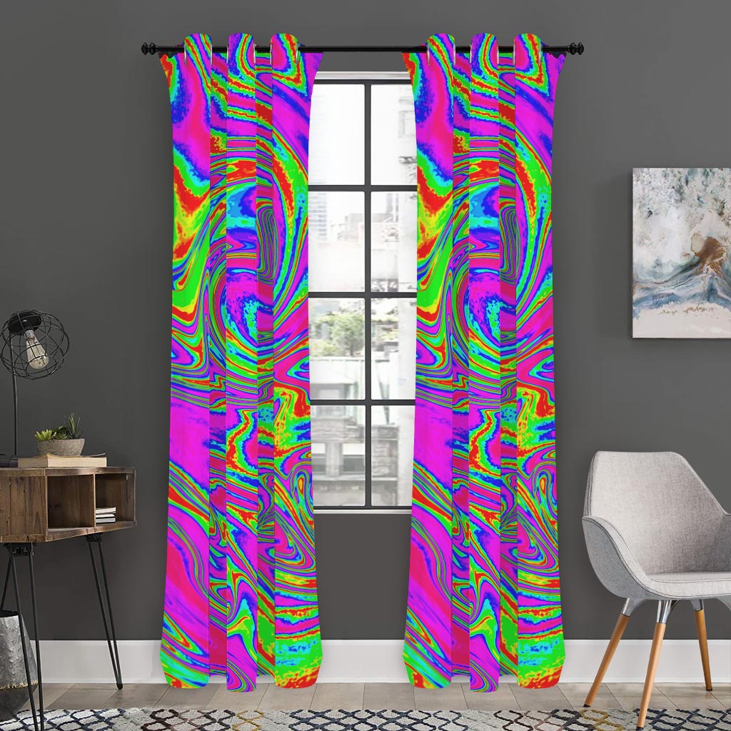 Abstract Psychedelic Liquid Trippy Print Curtain