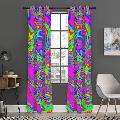 Abstract Psychedelic Liquid Trippy Print Curtain