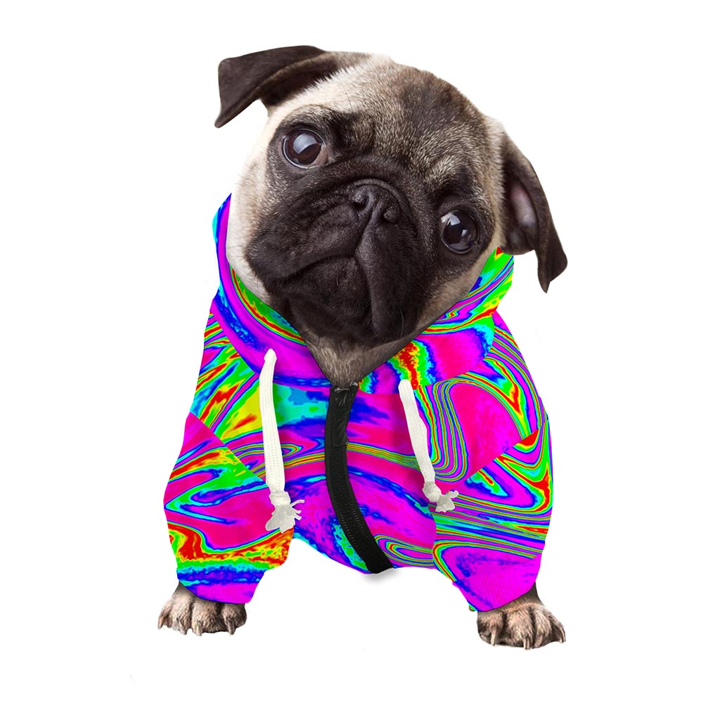 Abstract Psychedelic Liquid Trippy Print Dog Zip Up Hoodie