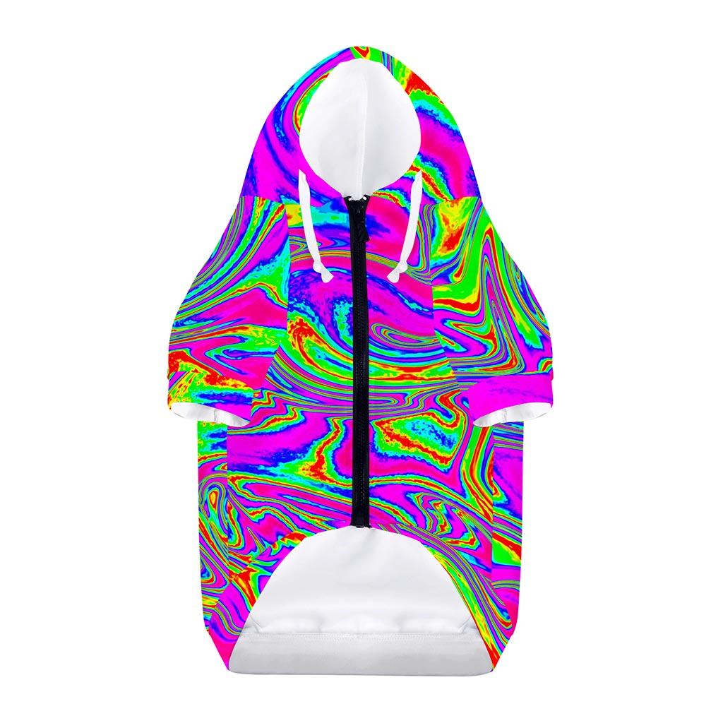 Abstract Psychedelic Liquid Trippy Print Dog Zip Up Hoodie