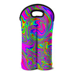 Abstract Psychedelic Liquid Trippy Print Double Neoprene Wine Tote