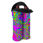 Abstract Psychedelic Liquid Trippy Print Double Neoprene Wine Tote