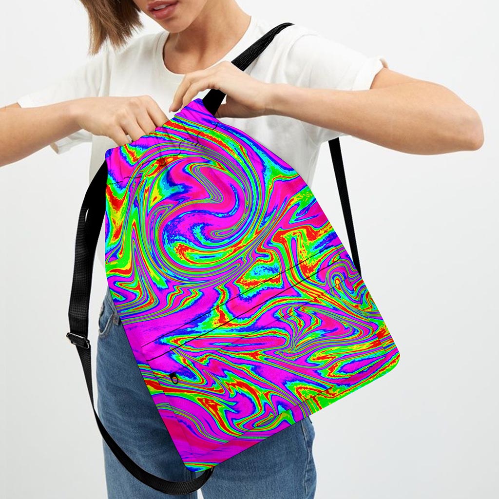 Abstract Psychedelic Liquid Trippy Print Drawstring Backpack