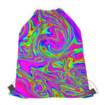 Abstract Psychedelic Liquid Trippy Print Drawstring Bag