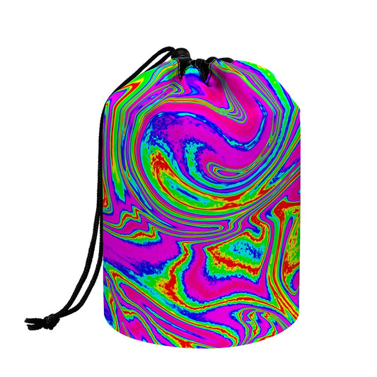 Abstract Psychedelic Liquid Trippy Print Drawstring Makeup Bag