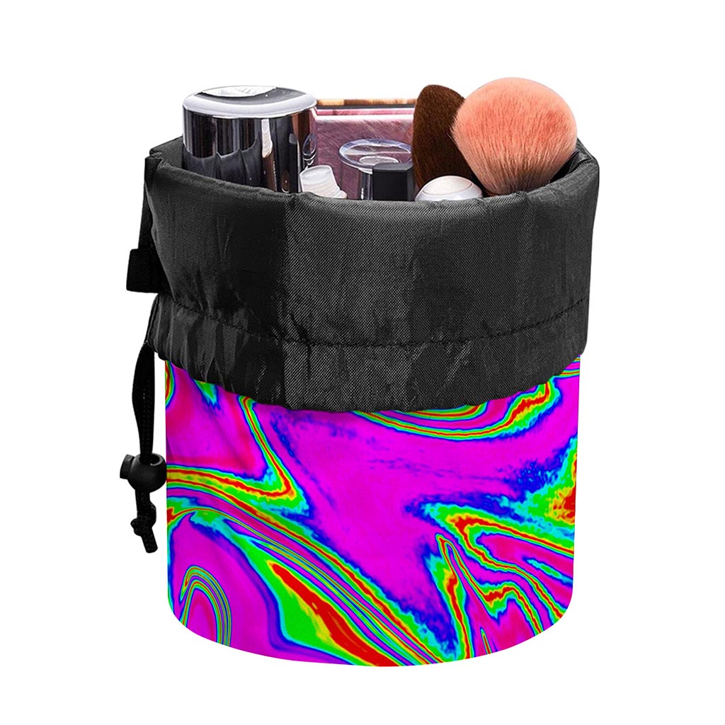 Abstract Psychedelic Liquid Trippy Print Drawstring Makeup Bag