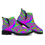 Abstract Psychedelic Liquid Trippy Print Flat Ankle Boots