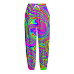 Abstract Psychedelic Liquid Trippy Print Fleece Lined Knit Pants