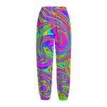 Abstract Psychedelic Liquid Trippy Print Fleece Lined Knit Pants