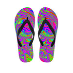 Abstract Psychedelic Liquid Trippy Print Flip Flops