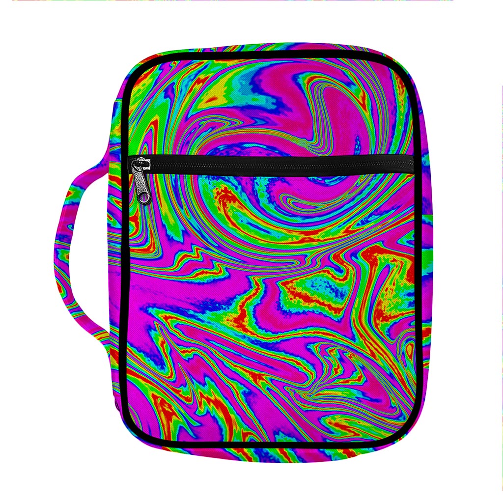 Abstract Psychedelic Liquid Trippy Print Front Pocket Bible Bag