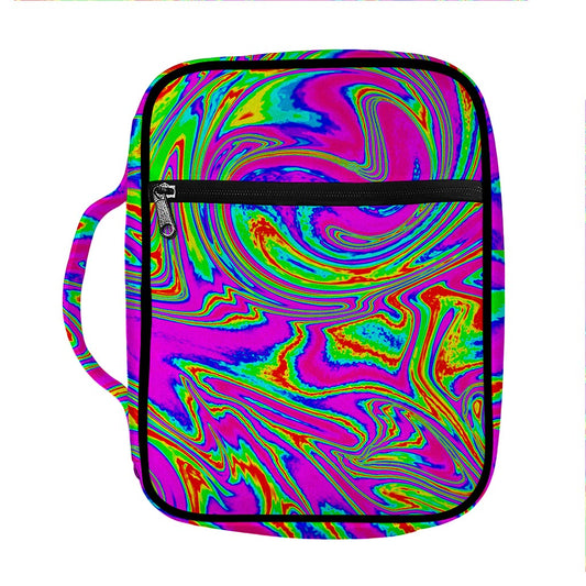 Abstract Psychedelic Liquid Trippy Print Front Pocket Bible Bag