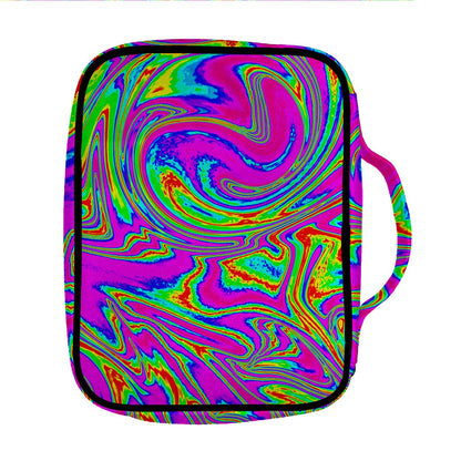 Abstract Psychedelic Liquid Trippy Print Front Pocket Bible Bag