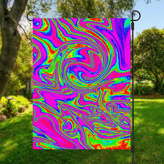 Abstract Psychedelic Liquid Trippy Print Garden Flag