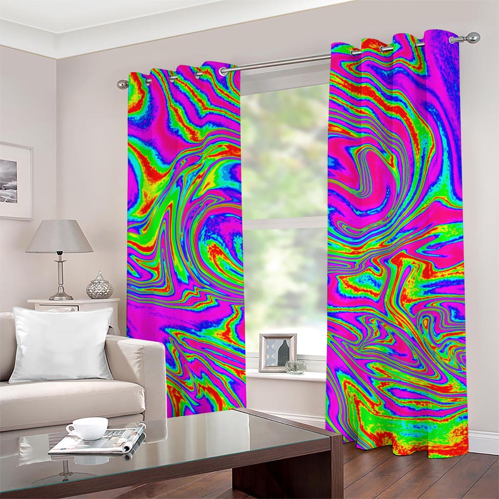 Abstract Psychedelic Liquid Trippy Print Grommet Curtains