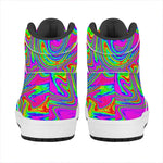 Abstract Psychedelic Liquid Trippy Print High Top Leather Sneakers