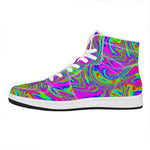 Abstract Psychedelic Liquid Trippy Print High Top Leather Sneakers