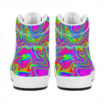 Abstract Psychedelic Liquid Trippy Print High Top Leather Sneakers