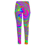 Abstract Psychedelic Liquid Trippy Print High-Waisted Pocket Leggings